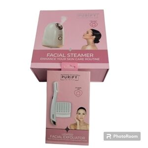 NWT Purify facial steamer and lighted facial exfoliator set